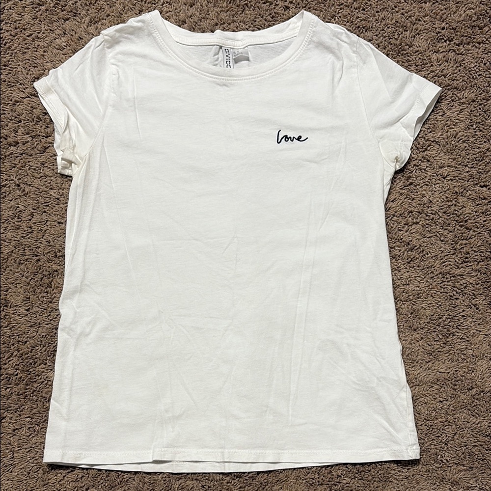 H&M White Tee with “Love”